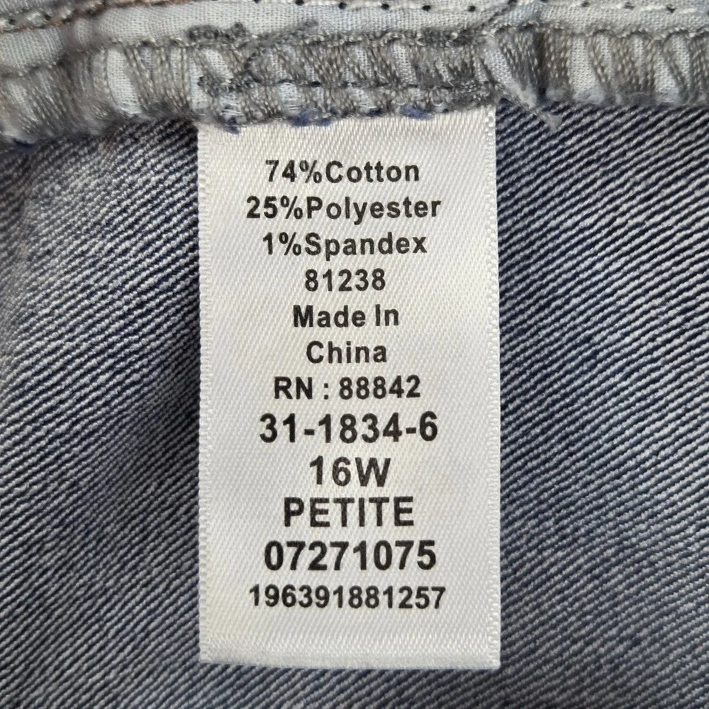 Woman Within Women 16W Petite Blue‎ Straight Leg Jeans Denim 31-1834-6 Stretch